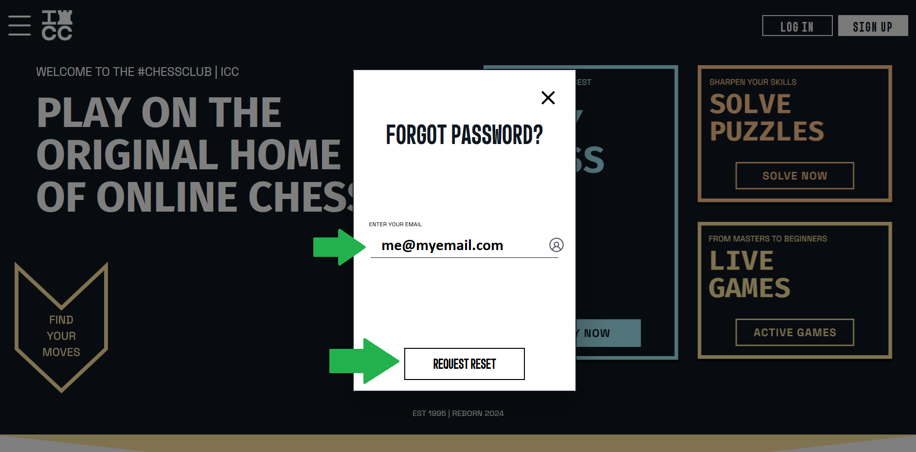 I forgot my password. How do I reset it? – ICC Chessclub.com